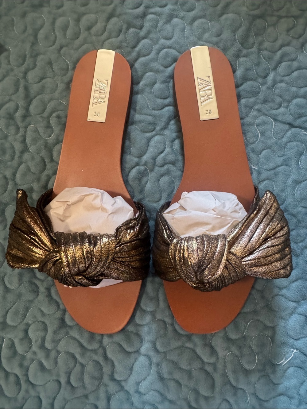 Zara Metallic Bronze Knotted Slide